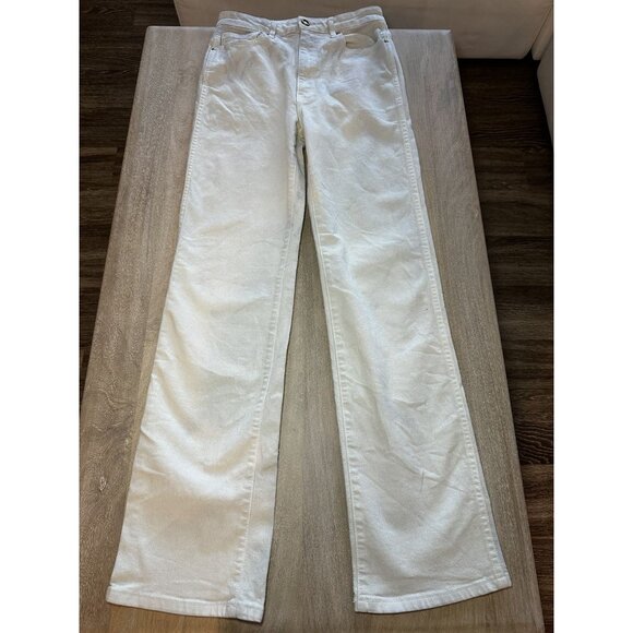 KHAITE Danielle Straight-Leg Jeans in Cream Ivory Size 27 - Picture 3 of 12